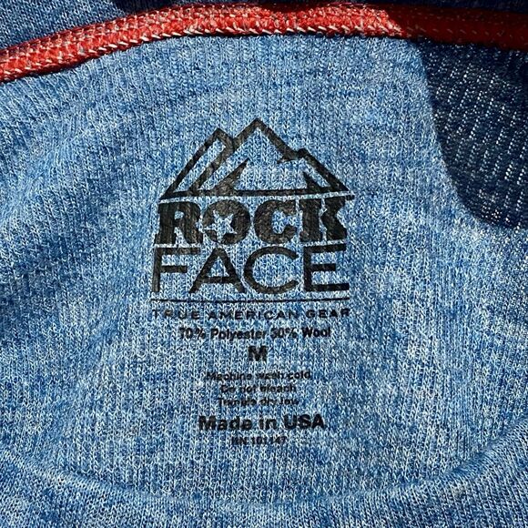 Rock Face Wool Blend Layer Shirt Perforated Knit USA Men’s Medium Athletic Blue - Picture 4 of 5